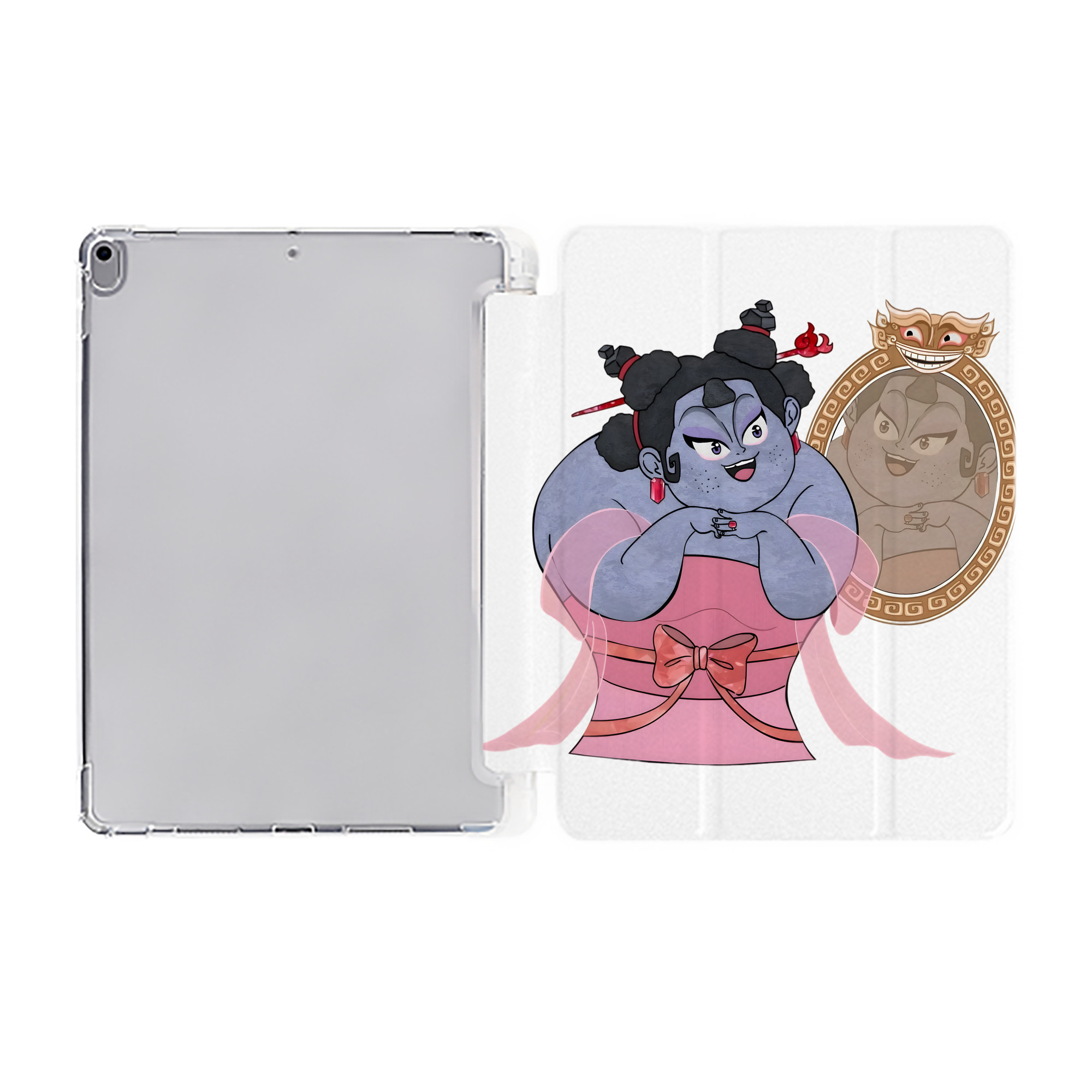 （画像用） Ne Zha 2 ナタ 魔童の大暴れ IPad ケース ペン収納付き 三つ折りスタンド PUレザー×シリコン 対応機種9.5/10.5/10.9インチ